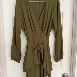 Elegant Olive Green Dress
